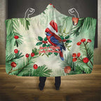 Watercolor Floral Crimson Rosella Hooded Blanket It’s Aussie Christmas Time! - Aussie Hoodie