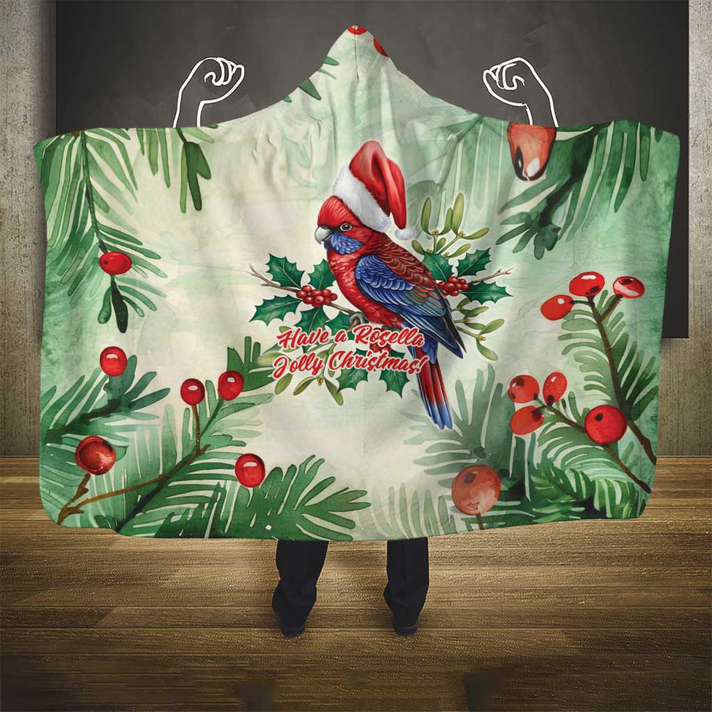Watercolor Floral Crimson Rosella Hooded Blanket It’s Aussie Christmas Time! - Aussie Hoodie