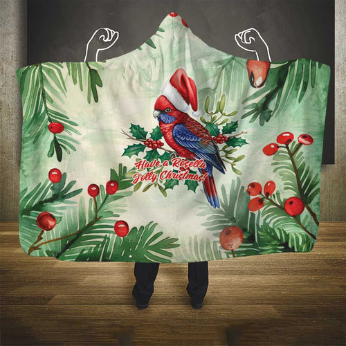 Watercolor Floral Crimson Rosella Hooded Blanket It’s Aussie Christmas Time! - Aussie Hoodie