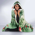 Watercolor Floral Crimson Rosella Hooded Blanket It’s Aussie Christmas Time! - Aussie Hoodie