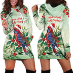 Watercolor Floral Crimson Rosella Hoodie Dress It’s Aussie Christmas Time! - Aussie Hoodie
