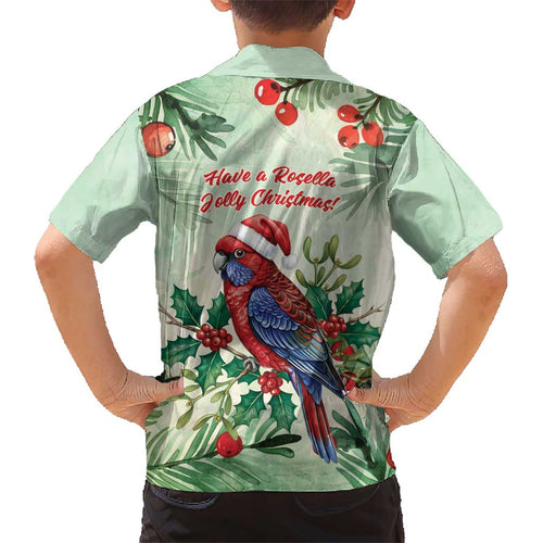 Watercolor Floral Crimson Rosella Kid Hawaiian Shirt It’s Aussie Christmas Time! - Aussie Hoodie