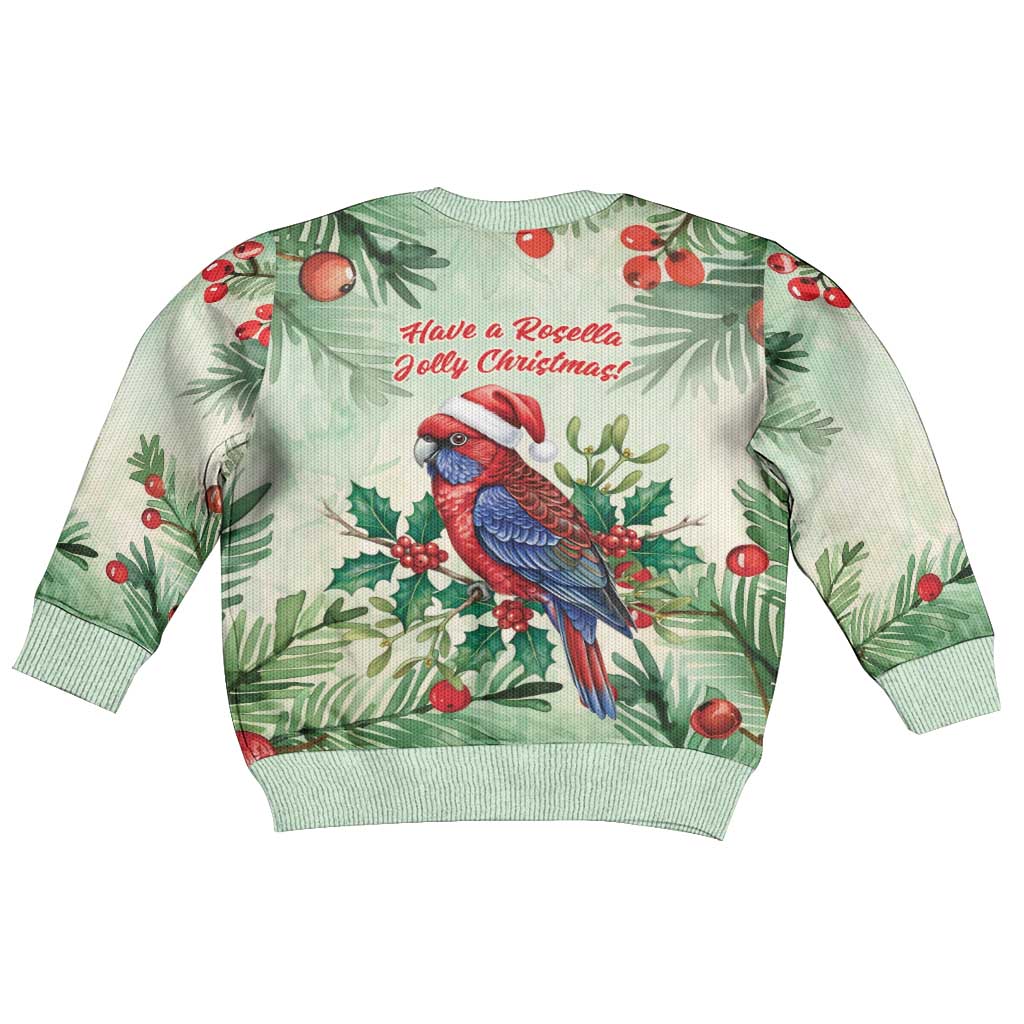 Watercolor Floral Crimson Rosella Kid Ugly Christmas Sweater It’s Aussie Christmas Time! - Aussie Hoodie