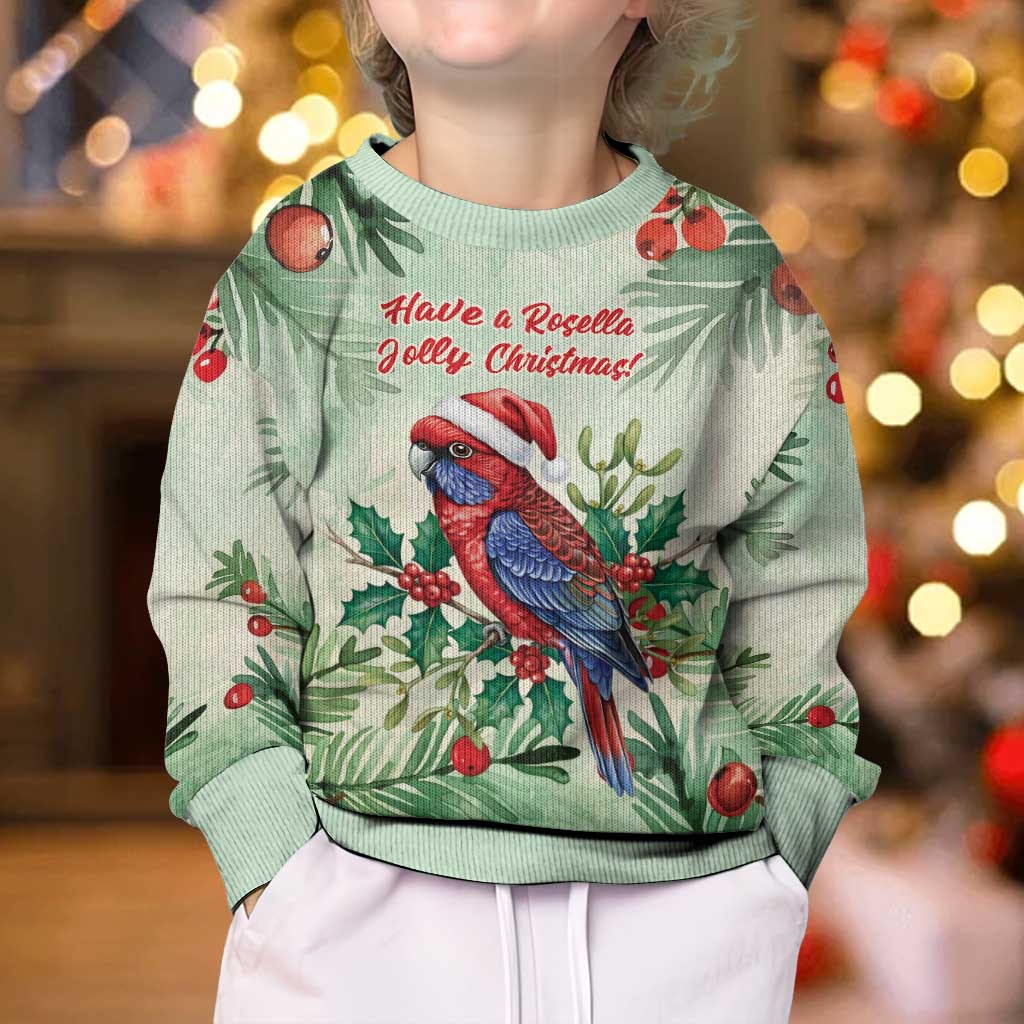 Watercolor Floral Crimson Rosella Kid Ugly Christmas Sweater It’s Aussie Christmas Time! - Aussie Hoodie
