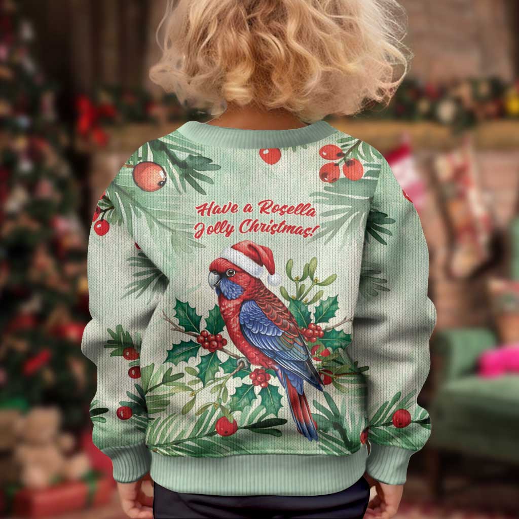 Watercolor Floral Crimson Rosella Kid Ugly Christmas Sweater It’s Aussie Christmas Time! - Aussie Hoodie