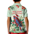 Watercolor Floral Crimson Rosella Kid Polo Shirt It’s Aussie Christmas Time! - Aussie Hoodie