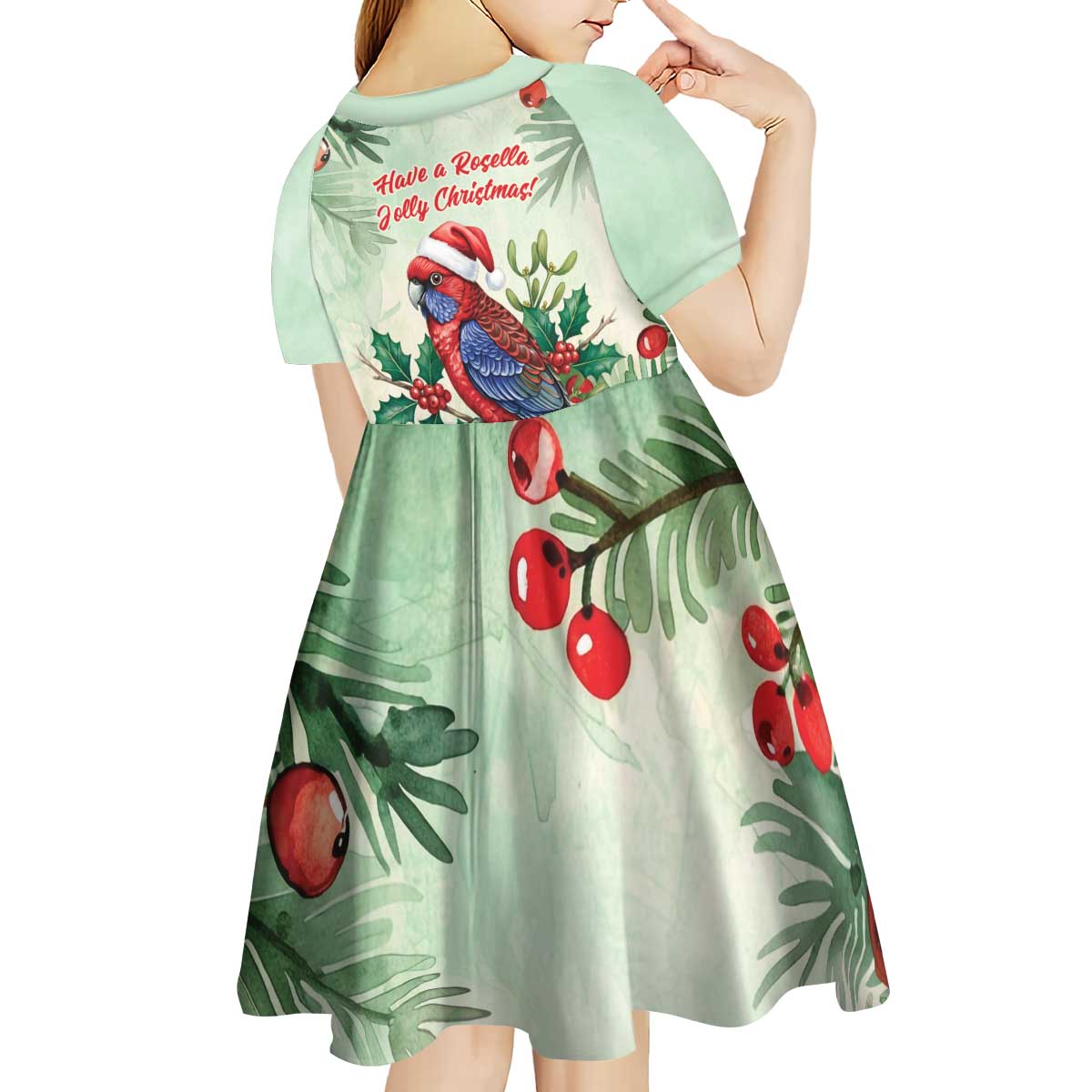 Watercolor Floral Crimson Rosella Kid Short Sleeve Dress It’s Aussie Christmas Time! - Aussie Hoodie