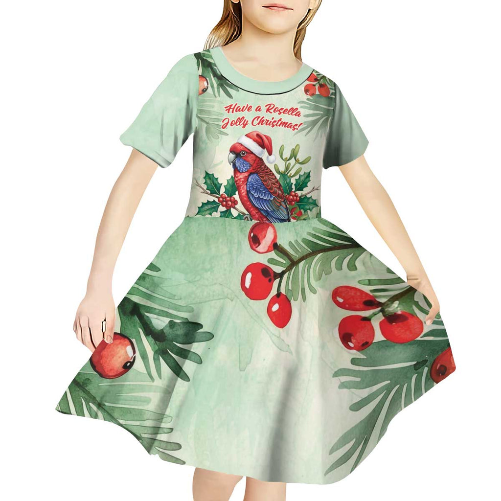 Watercolor Floral Crimson Rosella Kid Short Sleeve Dress It’s Aussie Christmas Time! - Aussie Hoodie