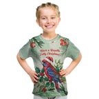 Watercolor Floral Crimson Rosella Kid T Shirt It’s Aussie Christmas Time! - Aussie Hoodie