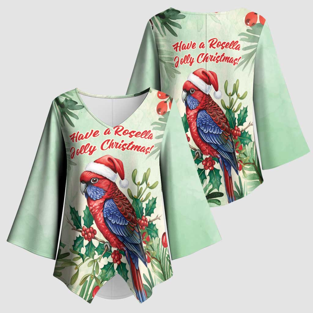 Watercolor Floral Crimson Rosella Kimono Sleeve Blouse It’s Aussie Christmas Time! - Aussie Hoodie