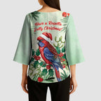Watercolor Floral Crimson Rosella Kimono Sleeve Blouse It’s Aussie Christmas Time! - Aussie Hoodie