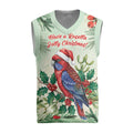 Watercolor Floral Crimson Rosella Christmas Knitted V-Neck Vest It’s Aussie Christmas Time! - Aussie Hoodie