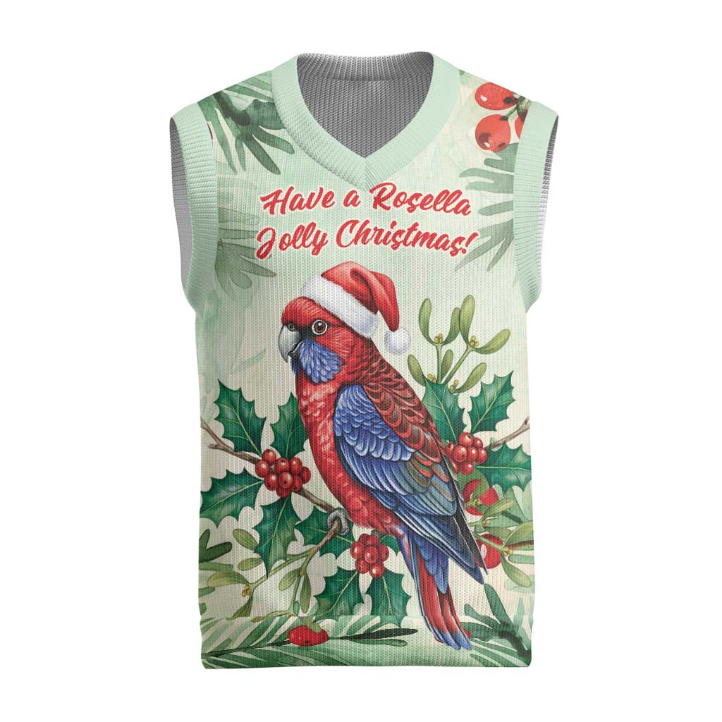 Watercolor Floral Crimson Rosella Christmas Knitted V-Neck Vest It’s Aussie Christmas Time! - Aussie Hoodie