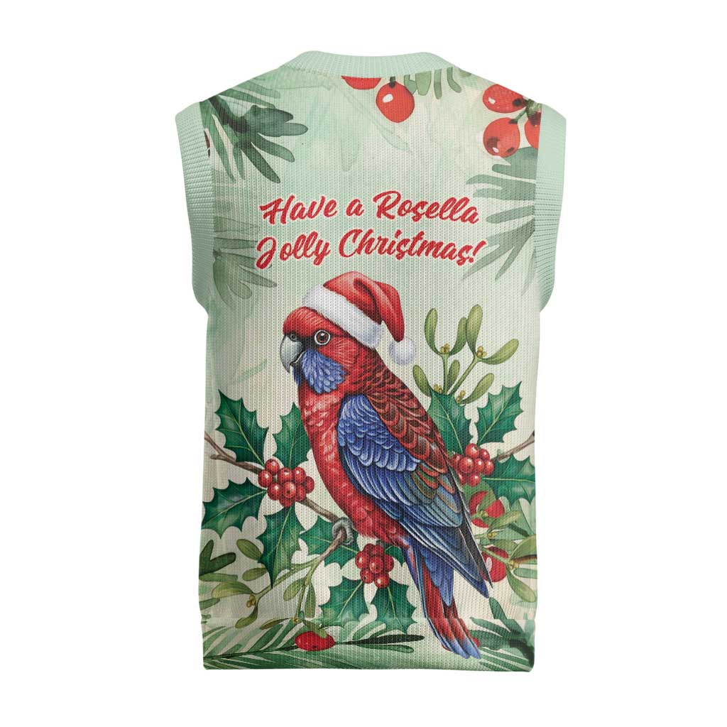 Watercolor Floral Crimson Rosella Christmas Knitted V-Neck Vest It’s Aussie Christmas Time! - Aussie Hoodie