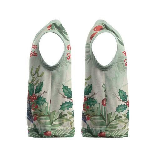 Watercolor Floral Crimson Rosella Christmas Knitted V-Neck Vest It’s Aussie Christmas Time! - Aussie Hoodie