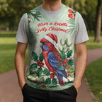 Watercolor Floral Crimson Rosella Christmas Knitted V-Neck Vest It’s Aussie Christmas Time! - Aussie Hoodie