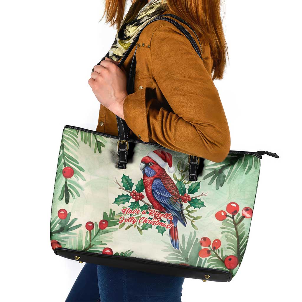 Watercolor Floral Crimson Rosella Leather Tote Bag It’s Aussie Christmas Time! - Aussie Hoodie
