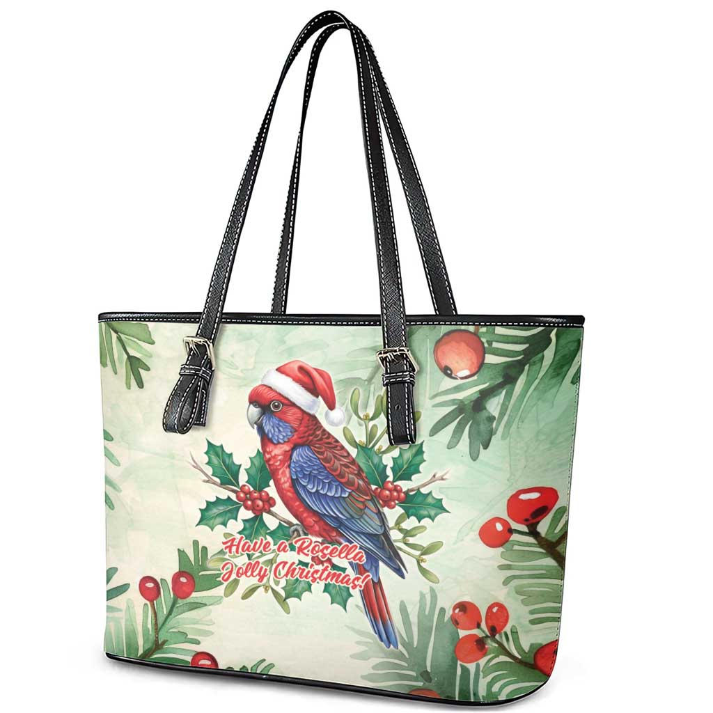 Watercolor Floral Crimson Rosella Leather Tote Bag It’s Aussie Christmas Time! - Aussie Hoodie