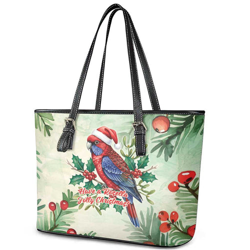 Watercolor Floral Crimson Rosella Leather Tote Bag It’s Aussie Christmas Time! - Aussie Hoodie