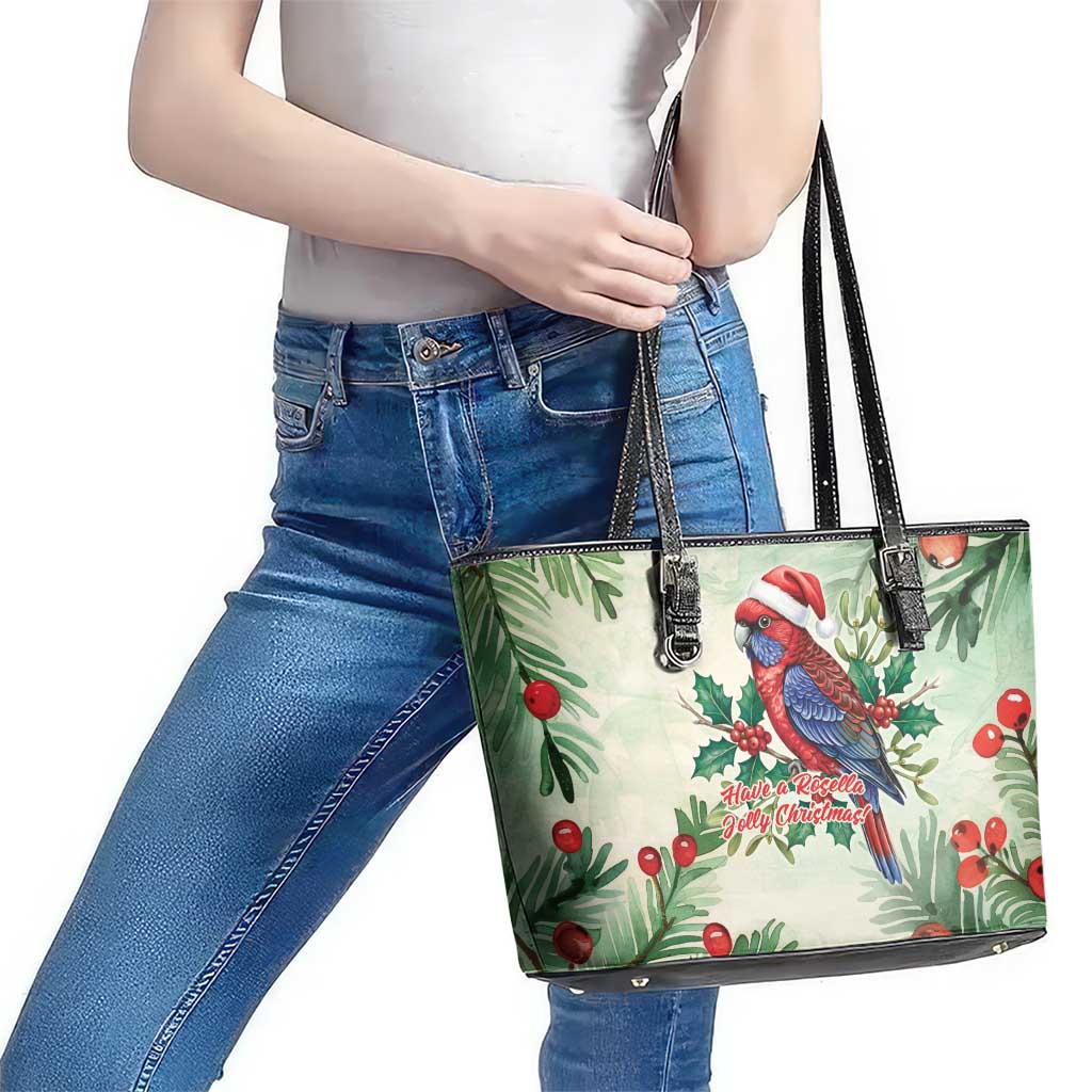 Watercolor Floral Crimson Rosella Leather Tote Bag It’s Aussie Christmas Time! - Aussie Hoodie