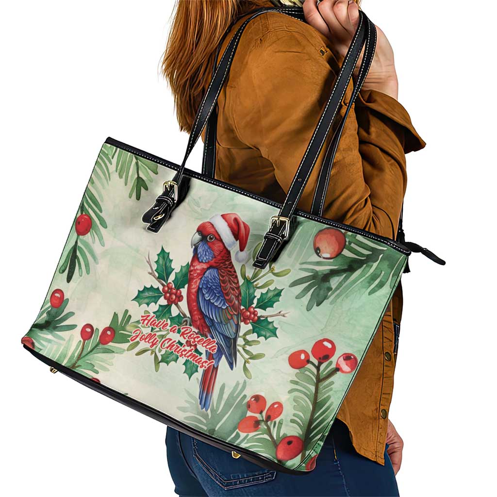 Watercolor Floral Crimson Rosella Leather Tote Bag It’s Aussie Christmas Time! - Aussie Hoodie