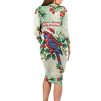Watercolor Floral Crimson Rosella Long Sleeve Bodycon Dress It’s Aussie Christmas Time! - Aussie Hoodie
