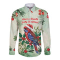 Watercolor Floral Crimson Rosella Long Sleeve Button Shirt It’s Aussie Christmas Time! - Aussie Hoodie
