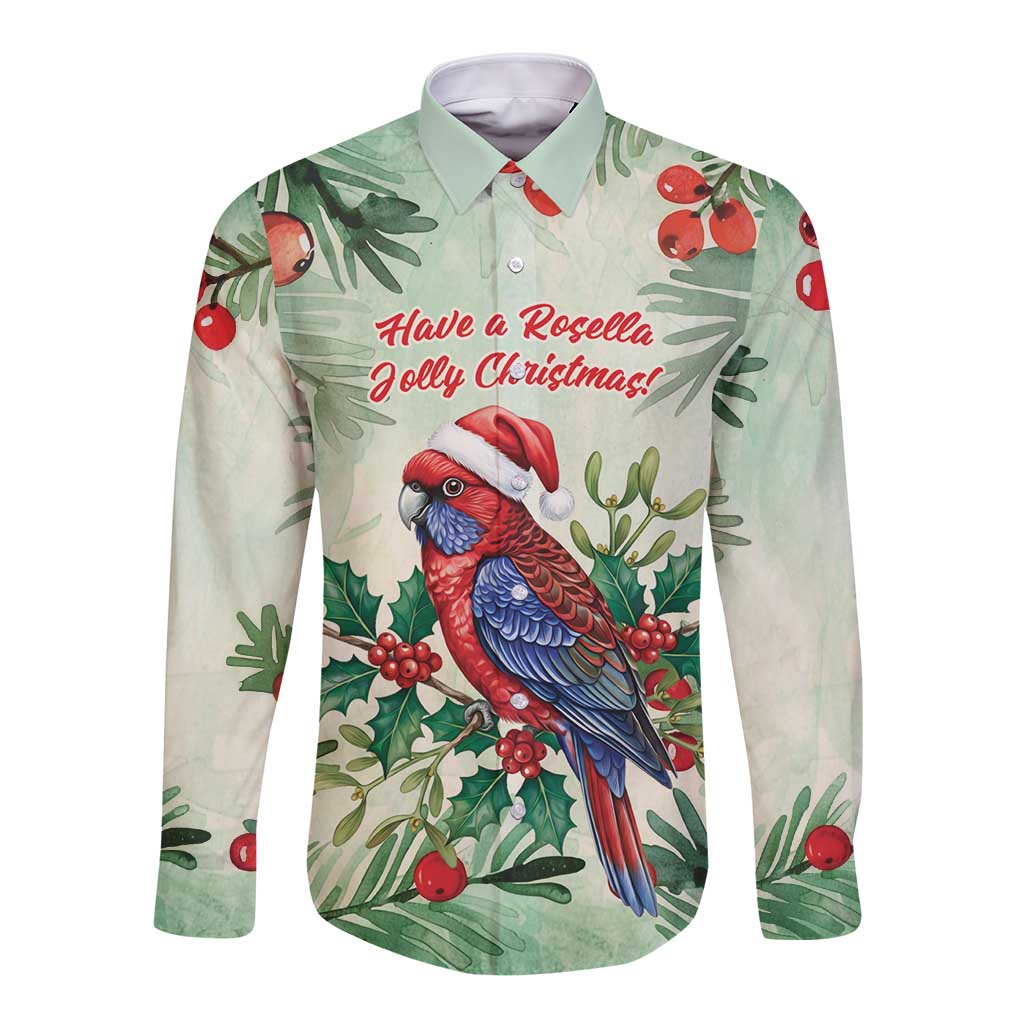 Watercolor Floral Crimson Rosella Long Sleeve Button Shirt It’s Aussie Christmas Time! - Aussie Hoodie