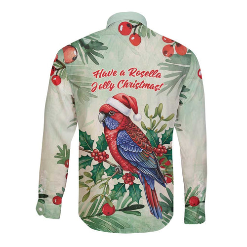 Watercolor Floral Crimson Rosella Long Sleeve Button Shirt It’s Aussie Christmas Time! - Aussie Hoodie