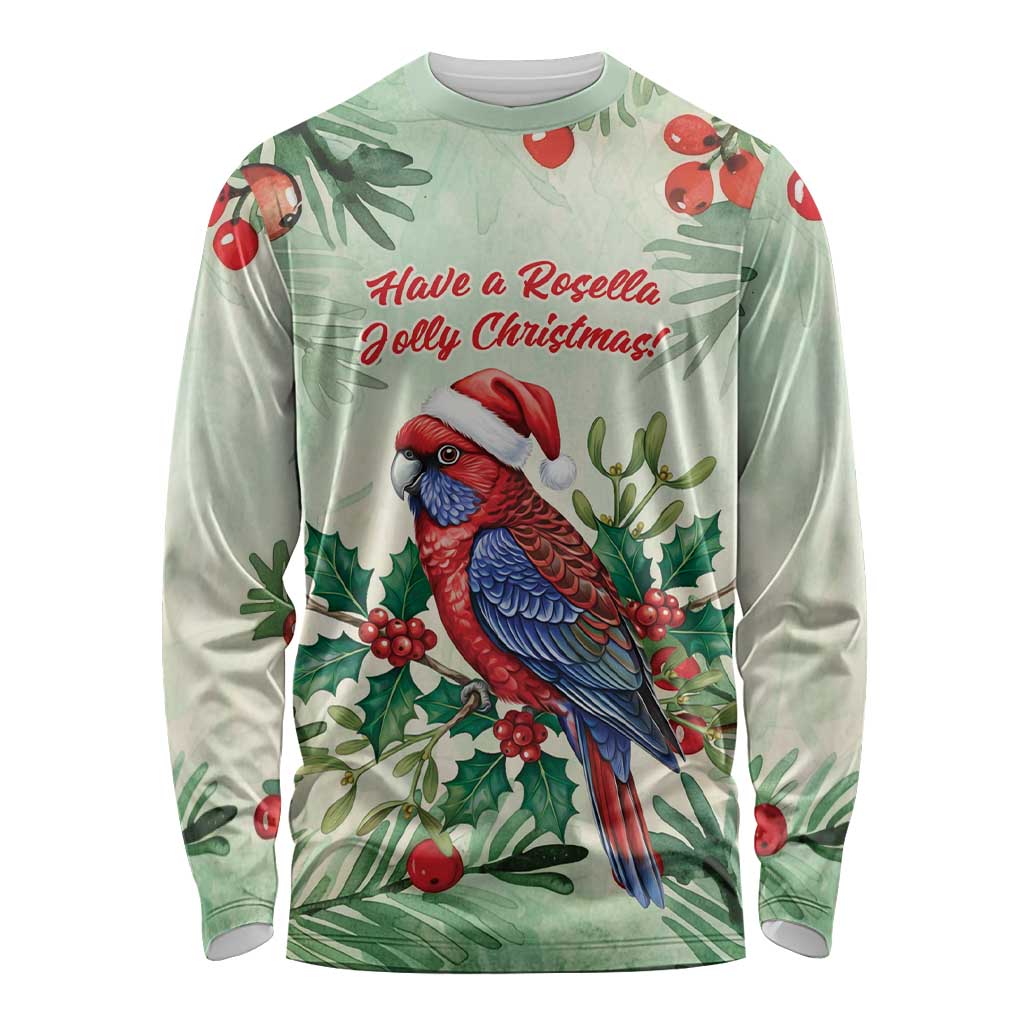 Watercolor Floral Crimson Rosella Long Sleeve Shirt It’s Aussie Christmas Time! - Aussie Hoodie