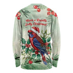 Watercolor Floral Crimson Rosella Long Sleeve Shirt It’s Aussie Christmas Time! - Aussie Hoodie