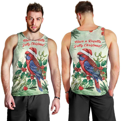 Watercolor Floral Crimson Rosella Men Tank Top It’s Aussie Christmas Time! - Aussie Hoodie