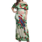 Watercolor Floral Crimson Rosella Off Shoulder Maxi Dress It’s Aussie Christmas Time! - Aussie Hoodie