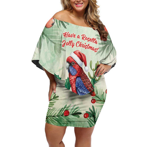 Watercolor Floral Crimson Rosella Off Shoulder Short Dress It’s Aussie Christmas Time! - Aussie Hoodie