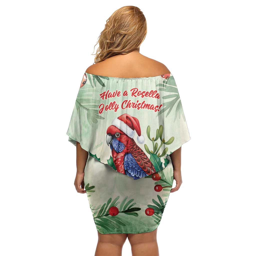 Watercolor Floral Crimson Rosella Off Shoulder Short Dress It’s Aussie Christmas Time! - Aussie Hoodie