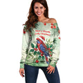 Watercolor Floral Crimson Rosella Off Shoulder Sweater It’s Aussie Christmas Time! - Aussie Hoodie