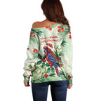Watercolor Floral Crimson Rosella Off Shoulder Sweater It’s Aussie Christmas Time! - Aussie Hoodie