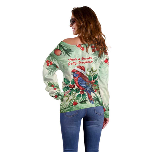 Watercolor Floral Crimson Rosella Off Shoulder Sweater It’s Aussie Christmas Time! - Aussie Hoodie