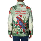 Watercolor Floral Crimson Rosella Padded Jacket It’s Aussie Christmas Time! - Aussie Hoodie