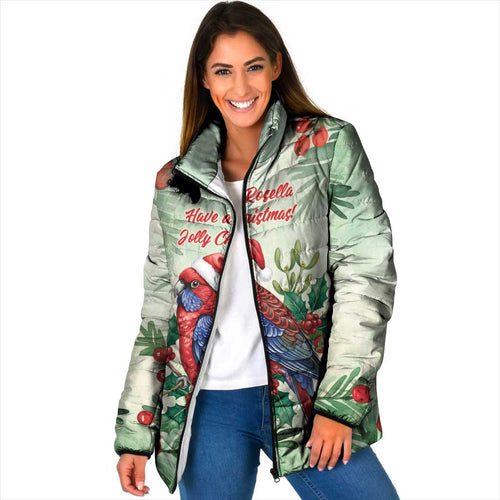 Watercolor Floral Crimson Rosella Padded Jacket It’s Aussie Christmas Time! - Aussie Hoodie