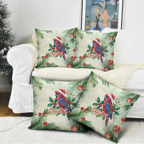 Watercolor Floral Crimson Rosella Pillow Cover It’s Aussie Christmas Time! - Aussie Hoodie