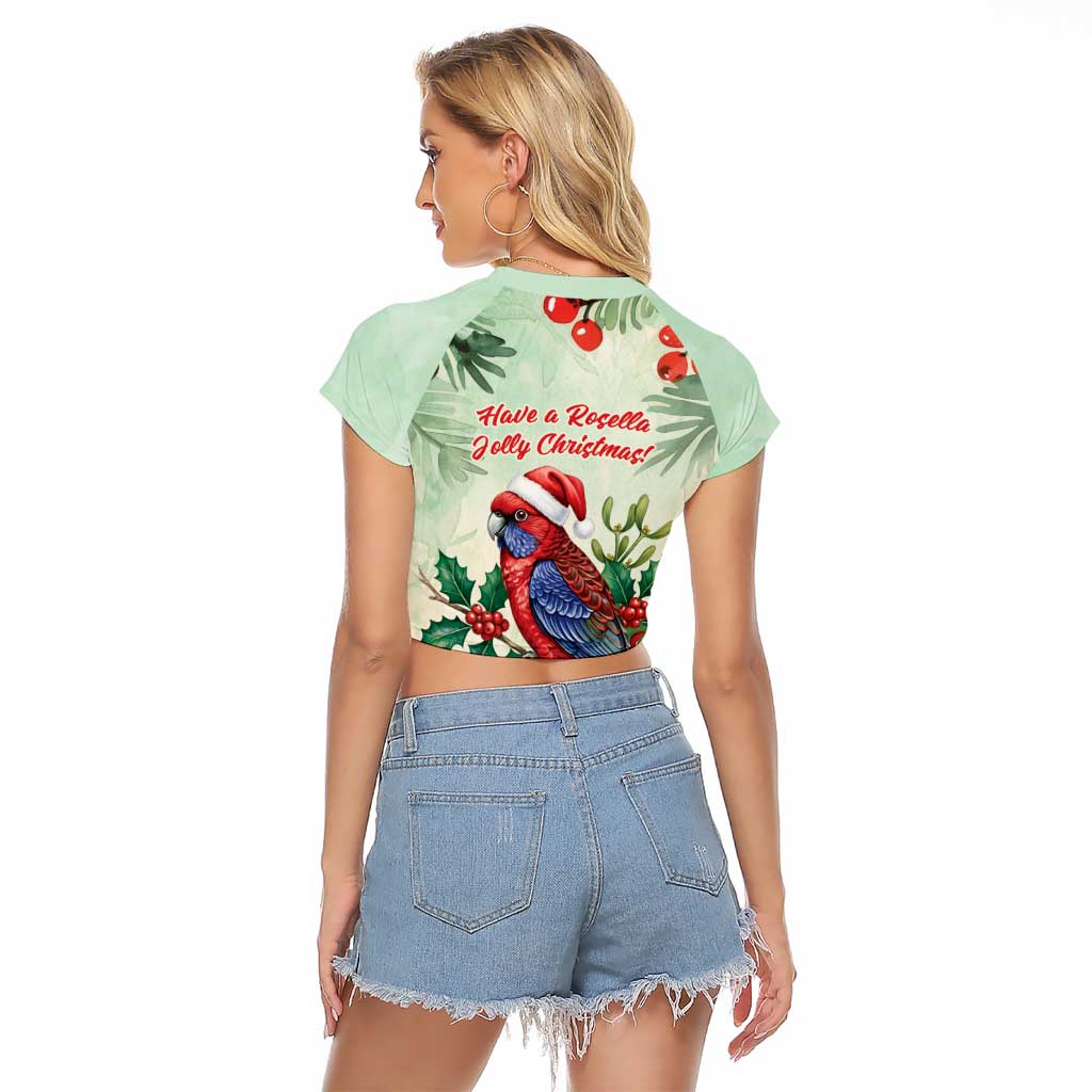 Watercolor Floral Crimson Rosella Raglan Cropped T Shirt It’s Aussie Christmas Time! - Aussie Hoodie