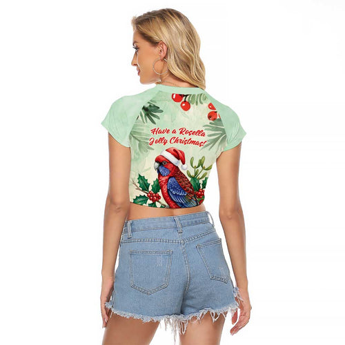 Watercolor Floral Crimson Rosella Raglan Cropped T Shirt It’s Aussie Christmas Time! - Aussie Hoodie