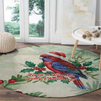 Watercolor Floral Crimson Rosella Round Carpet It’s Aussie Christmas Time! - Aussie Hoodie