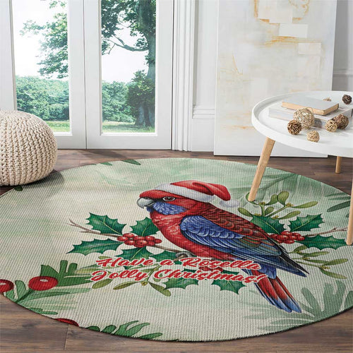 Watercolor Floral Crimson Rosella Round Carpet It’s Aussie Christmas Time! - Aussie Hoodie