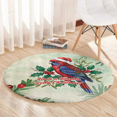 Watercolor Floral Crimson Rosella Round Carpet It’s Aussie Christmas Time! - Aussie Hoodie