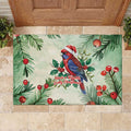 Watercolor Floral Crimson Rosella Rubber Doormat It’s Aussie Christmas Time! - Aussie Hoodie