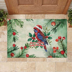 Watercolor Floral Crimson Rosella Rubber Doormat It’s Aussie Christmas Time! - Aussie Hoodie