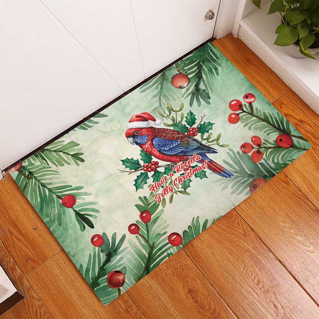 Watercolor Floral Crimson Rosella Rubber Doormat It’s Aussie Christmas Time! - Aussie Hoodie