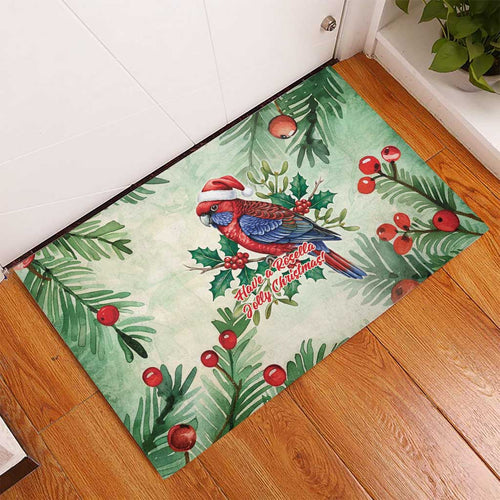 Watercolor Floral Crimson Rosella Rubber Doormat It’s Aussie Christmas Time! - Aussie Hoodie